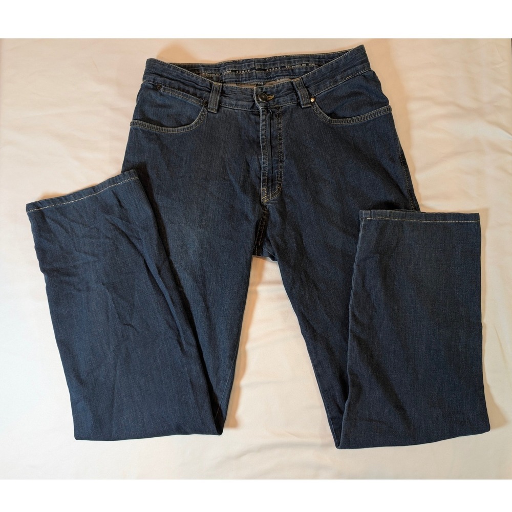 Ermenegildo Zegna Mens Straight Leg Jeans Dark Wash Ct/Wool Luxury Italian Sz 34